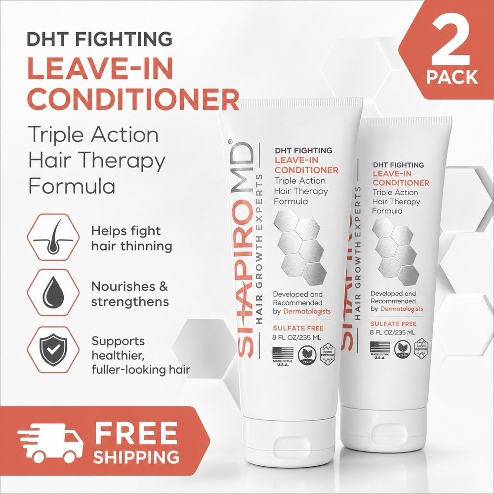 2x Shapiro MD Leave-In Conditioner DHT Fighting Hair Growth Therapy 8 fl‎ oz